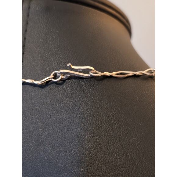 VTG 925 Black Stone Marcasite Flower Pendant on 925 Israel Fancy Chain Necklace - Picture 8 of 10